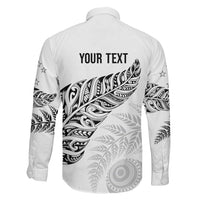 Aotearoa Personalized Lawn Bowls Maori Family Matching Long Sleeve Bodycon Dress and Hawaiian Shirt New Zealand White Tribal Silver Fern - Polynesian Pride
