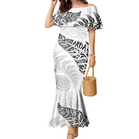 Aotearoa Personalized Lawn Bowls Maori Family Matching Mermaid Dress and Hawaiian Shirt New Zealand White Tribal Silver Fern - Polynesian Pride