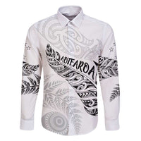 Aotearoa Personalized Lawn Bowls Maori Family Matching Off Shoulder Maxi Dress and Hawaiian Shirt New Zealand White Tribal Silver Fern - Polynesian Pride