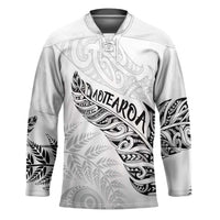 Aotearoa Personalized Lawn Bowls Maori Hockey Jersey New Zealand White Tribal Silver Fern LT7 Unisex White - Polynesian Pride