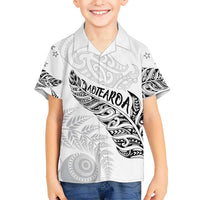 Aotearoa Personalized Lawn Bowls Maori Kid Hawaiian Shirt New Zealand White Tribal Silver Fern LT7 Kid White - Polynesian Pride