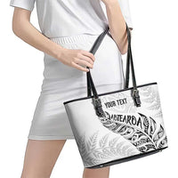 Aotearoa Personalized Lawn Bowls Maori Leather Tote Bag New Zealand White Tribal Silver Fern - Polynesian Pride