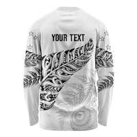 Aotearoa Personalized Lawn Bowls Maori Long Sleeve Shirt New Zealand White Tribal Silver Fern - Polynesian Pride