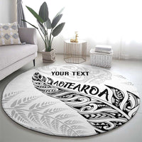 Aotearoa Personalized Lawn Bowls Maori Round Carpet New Zealand White Tribal Silver Fern - Polynesian Pride