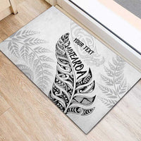 Aotearoa Personalized Lawn Bowls Maori Rubber Doormat New Zealand White Tribal Silver Fern - Polynesian Pride