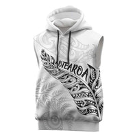 Aotearoa Personalized Lawn Bowls Maori Sleeveless Hoodie New Zealand White Tribal Silver Fern - Polynesian Pride
