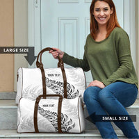 Aotearoa Personalized Lawn Bowls Maori Travel Bag New Zealand White Tribal Silver Fern - Polynesian Pride