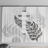 Aotearoa Personalized Lawn Bowls Maori Window Curtain New Zealand White Tribal Silver Fern - Polynesian Pride