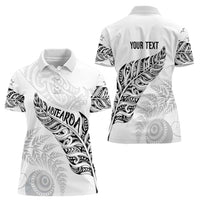 Aotearoa Personalized Lawn Bowls Maori Women Polo Shirt New Zealand White Tribal Silver Fern - Polynesian Pride