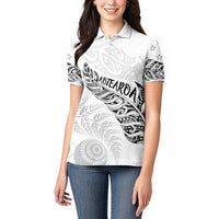 Aotearoa Personalized Lawn Bowls Maori Women Polo Shirt New Zealand White Tribal Silver Fern - Polynesian Pride