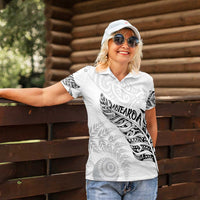 Aotearoa Personalized Lawn Bowls Maori Women Polo Shirt New Zealand White Tribal Silver Fern - Polynesian Pride