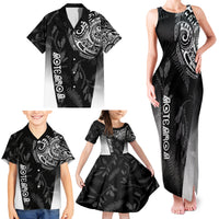 Personalised Maori Waitangi Family Matching Tank Maxi Dress and Hawaiian Shirt New Zealand Silver Fern Mix Kowhai Flowers LT7 - Polynesian Pride