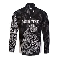 Personalised Maori Waitangi Long Sleeve Button Shirt New Zealand Silver Fern Mix Kowhai Flowers LT7 - Polynesian Pride