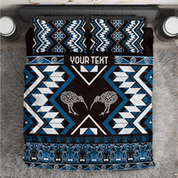 Personalised Taniko Motifs Aotearoa Bedding Set Waitangi Kowhaiwhai Kiwi - Blue LT7 Blue - Polynesian Pride