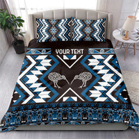 Personalised Taniko Motifs Aotearoa Bedding Set Waitangi Kowhaiwhai Kiwi - Blue LT7 - Polynesian Pride