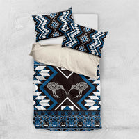 Personalised Taniko Motifs Aotearoa Bedding Set Waitangi Kowhaiwhai Kiwi - Blue LT7 US Twin 172cm x 218cm Blue - Polynesian Pride