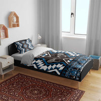 Personalised Taniko Motifs Aotearoa Bedding Set Waitangi Kowhaiwhai Kiwi - Blue LT7 - Polynesian Pride