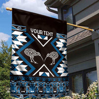Personalised Taniko Motifs Aotearoa Garden Flag Waitangi Kowhaiwhai Kiwi - Blue LT7 - Polynesian Pride