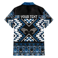 Personalised Taniko Motifs Aotearoa Hawaiian Shirt Waitangi Kowhaiwhai Kiwi - Blue LT7 - Polynesian Pride