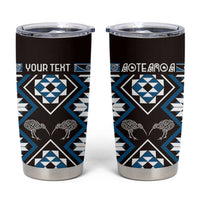 Personalised Taniko Motifs Aotearoa Tumbler Cup Waitangi Kowhaiwhai Kiwi - Blue LT7 Blue - Polynesian Pride