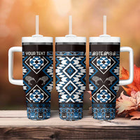 Personalised Taniko Motifs Aotearoa Tumbler With Handle Waitangi Kowhaiwhai Kiwi - Blue LT7 - Polynesian Pride