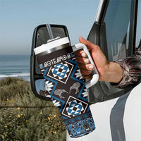 Personalised Taniko Motifs Aotearoa Tumbler With Handle Waitangi Kowhaiwhai Kiwi - Blue LT7 - Polynesian Pride