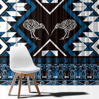 Personalised Taniko Motifs Aotearoa Window Curtain Waitangi Kowhaiwhai Kiwi - Blue LT7 - Polynesian Pride