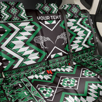 Personalised Taniko Motifs Aotearoa Back Car Seat Cover Waitangi Kowhaiwhai Kiwi - Green