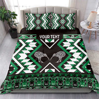 Personalised Taniko Motifs Aotearoa Bedding Set Waitangi Kowhaiwhai Kiwi - Green LT7 - Polynesian Pride