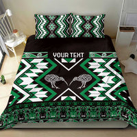 Personalised Taniko Motifs Aotearoa Bedding Set Waitangi Kowhaiwhai Kiwi - Green LT7 - Polynesian Pride