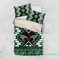 Personalised Taniko Motifs Aotearoa Bedding Set Waitangi Kowhaiwhai Kiwi - Green LT7 US Twin 172cm x 218cm Green - Polynesian Pride