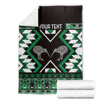 Personalised Taniko Motifs Aotearoa Blanket Waitangi Kowhaiwhai Kiwi - Green LT7 - Polynesian Pride