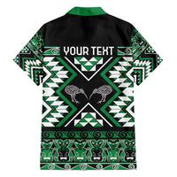 Personalised Taniko Motifs Aotearoa Family Matching Puletasi and Hawaiian Shirt Waitangi Kowhaiwhai Kiwi - Green