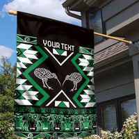 Personalised Taniko Motifs Aotearoa Garden Flag Waitangi Kowhaiwhai Kiwi - Green LT7 - Polynesian Pride