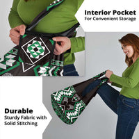 Personalised Taniko Motifs Aotearoa Grocery Bag Waitangi Kowhaiwhai Kiwi - Green