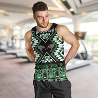 Personalised Taniko Motifs Aotearoa Men Tank Top Waitangi Kowhaiwhai Kiwi - Green LT7 Green - Polynesian Pride