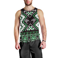 Personalised Taniko Motifs Aotearoa Men Tank Top Waitangi Kowhaiwhai Kiwi - Green LT7 - Polynesian Pride