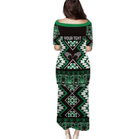 Personalised Taniko Motifs Aotearoa Puletasi Waitangi Kowhaiwhai Kiwi - Green LT7 - Polynesian Pride