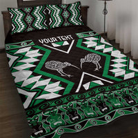 Personalised Taniko Motifs Aotearoa Quilt Bed Set Waitangi Kowhaiwhai Kiwi - Green LT7 Green - Polynesian Pride