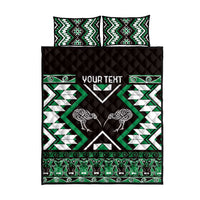 Personalised Taniko Motifs Aotearoa Quilt Bed Set Waitangi Kowhaiwhai Kiwi - Green LT7 - Polynesian Pride
