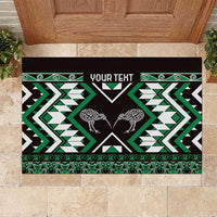 Personalised Taniko Motifs Aotearoa Rubber Doormat Waitangi Kowhaiwhai Kiwi - Green LT7 Green - Polynesian Pride