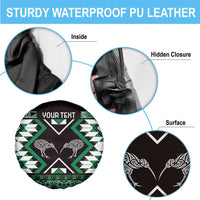 Personalised Taniko Motifs Aotearoa Spare Tire Cover Waitangi Kowhaiwhai Kiwi - Green LT7 - Polynesian Pride