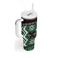 Personalised Taniko Motifs Aotearoa Tumbler With Handle Waitangi Kowhaiwhai Kiwi - Green LT7 - Polynesian Pride