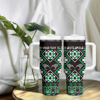 Personalised Taniko Motifs Aotearoa Tumbler With Handle Waitangi Kowhaiwhai Kiwi - Green LT7 - Polynesian Pride