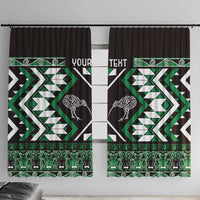 Personalised Taniko Motifs Aotearoa Window Curtain Waitangi Kowhaiwhai Kiwi - Green LT7 With Hooks Green - Polynesian Pride