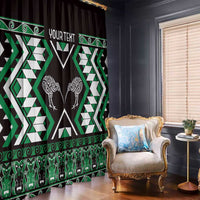 Personalised Taniko Motifs Aotearoa Window Curtain Waitangi Kowhaiwhai Kiwi - Green LT7 - Polynesian Pride