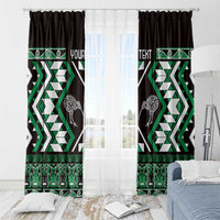 Personalised Taniko Motifs Aotearoa Window Curtain Waitangi Kowhaiwhai Kiwi - Green LT7 - Polynesian Pride