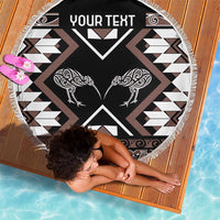 Personalised Taniko Motifs Aotearoa Beach Blanket Waitangi Kowhaiwhai Kiwi - Mocha LT7 - Polynesian Pride