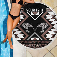 Personalised Taniko Motifs Aotearoa Beach Blanket Waitangi Kowhaiwhai Kiwi - Mocha LT7 - Polynesian Pride