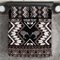 Personalised Taniko Motifs Aotearoa Bedding Set Waitangi Kowhaiwhai Kiwi - Mocha LT7 Mocha - Polynesian Pride